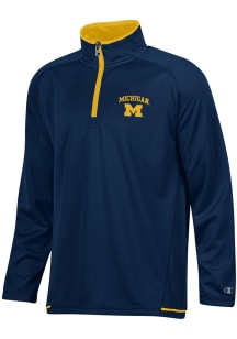 Youth Michigan Wolverines Blue Champion Highlight Long Sleeve Quarter Zip