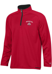 Youth Ohio State Buckeyes Red Champion Highlight Long Sleeve Quarter Zip