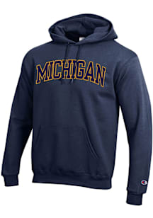 Champion Michigan Wolverines Mens Blue Powerblend Long Sleeve Hoodie