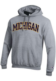 Mens Michigan Wolverines Grey Champion Powerblend Hooded Sweatshirt