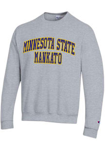Champion Minnesota State Mankato Mavericks Mens Grey Arch Name Powerblend Twill Long Sleeve Crew S..
