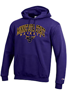Champion Minnesota State Mankato Mavericks Mens Purple Arch Mascot Powerblend Long Sleeve Hoodie