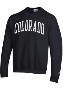 Champion Colorado Buffaloes Mens Black Arch Mascot Long Sleeve Crew Sweatshirt