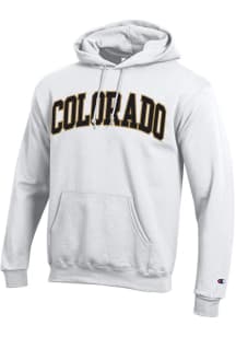 Champion Colorado Buffaloes Mens White Twill Arch Name Long Sleeve Hoodie
