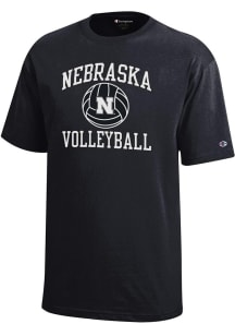 Youth Nebraska Cornhuskers Black Champion Volleyball Sport Drop Short Sleeve T-Shirt