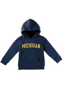 Youth Michigan Wolverines Blue Champion Team Logo Long Sleeve Hooded Sweatshirt