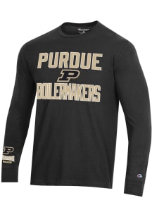 Mens Purdue Boilermakers Black Champion Stadium Three Hit Tee