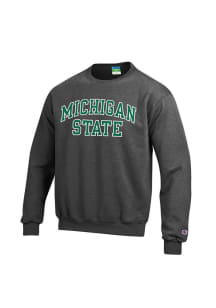 Mens Michigan State Spartans Charcoal Champion Arch Twill Crew Sweatshirt
