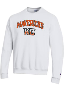 Champion Kansas City Mavericks Mens White Arched Mascot Long Sleeve Crew Sweatshirt