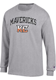 Champion Kansas City Mavericks Grey Arched Mascot Long Sleeve T Shirt