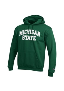 Champion Michigan State Spartans Mens Green Arch Name Twill Long Sleeve Hoodie