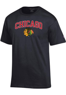 Champion Chicago Blackhawks Black Arched Mascot Short Sleeve T Shirt