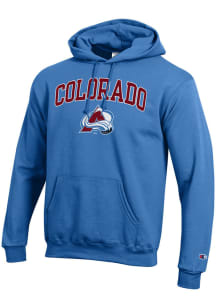 Champion Colorado Avalanche Mens Blue Arched Mascot Long Sleeve Hoodie