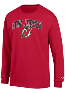 Champion New Jersey Devils Red Arched Mascot Long Sleeve T Shirt