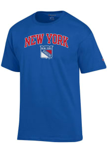Champion New York Rangers Blue Arched Mascot Short Sleeve T Shirt