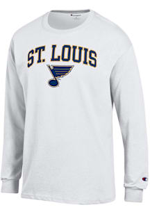 Champion St Louis Blues White Arched Mascot Long Sleeve T Shirt