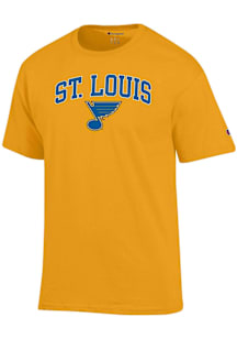 Champion St Louis Blues Gold Arched Mascot Short Sleeve T Shirt