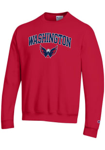 Champion Washington Capitals Mens Red Arched Mascot Long Sleeve Crew Sweatshirt