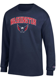 Champion Washington Capitals Navy Blue Arched Mascot Long Sleeve T Shirt
