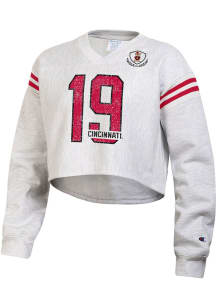 Womens Cincinnati Bearcats Grey Champion Reverse Weave Jersey Crew Sweatshirt