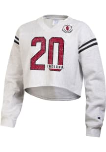 Womens Indiana Hoosiers Grey Champion Reverse Weave Jersey Crew Sweatshirt