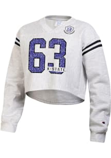 Champion K-State Wildcats Womens Grey Reverse Weave Jersey Crew Sweatshirt