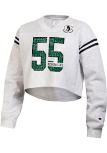 Champion Michigan State Spartans Womens Grey Reverse Weave Jersey Crew Sweatshirt