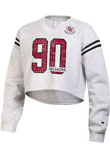 Champion Oklahoma Sooners Womens Grey Reverse Weave Jersey Crew Sweatshirt