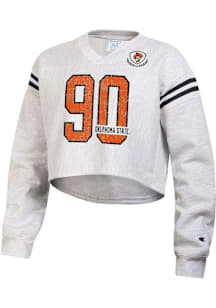 Champion Oklahoma State Cowboys Womens Grey Reverse Weave Jersey Crew Sweatshirt