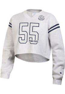 Womens Penn State Nittany Lions Grey Champion Reverse Weave Jersey Crew Sweatshirt