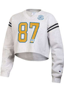 Womens Pitt Panthers Grey Champion Reverse Weave Jersey Crew Sweatshirt