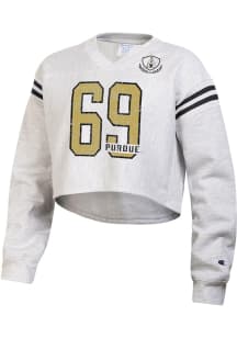 Womens Purdue Boilermakers Grey Champion Reverse Weave Jersey Crew Sweatshirt
