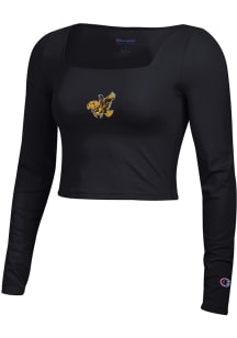 Womens Iowa Hawkeyes Black Champion Square LS Tee