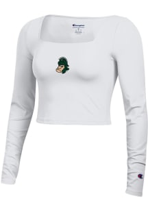 Womens Michigan State Spartans White Champion Square LS Tee