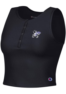 Womens K-State Wildcats Black Champion Ottoman Henley Tank Top