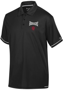 Mens Indiana Hoosiers Black Champion Stadium Higlight Short Sleeve Polo Shirt