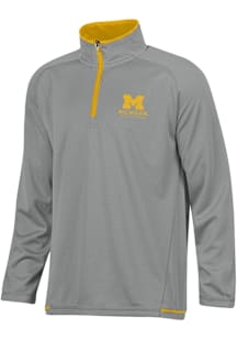 Champion Michigan Wolverines Mens Grey Stadium Highlight Long Sleeve Qtr Zip Pullover