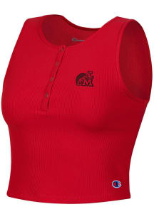 Womens Maryland Terrapins Red Champion Ottoman Henley Tank Top