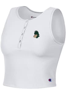 Womens Michigan State Spartans White Champion Ottoman Henley Tank Top