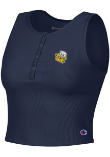 Womens Michigan Wolverines Blue Champion Ottoman Henley Tank Top