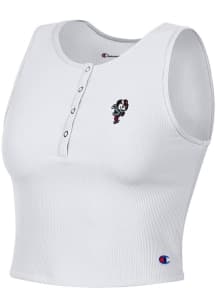 Womens Ohio State Buckeyes White Champion Ottoman Henley Tank Top