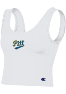 Womens Pitt Panthers White Champion Scoop Tank Top