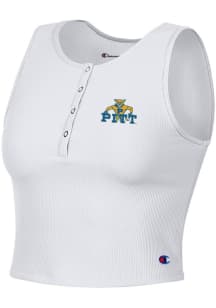 Womens Pitt Panthers White Champion Ottoman Henley Tank Top
