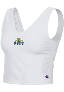 Womens Pitt Panthers White Champion Ottoman Tank Top