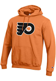 Champion Philadelphia Flyers Mens Orange Primary Logo Long Sleeve Hoodie