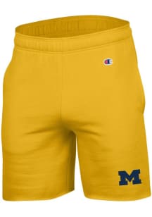 Mens Michigan Wolverines Yellow Champion Primary Team Logo Powerblend Shorts