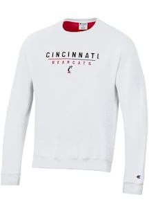 Mens Cincinnati Bearcats White Champion Stadium Small Team Name Crew Sweatshirt