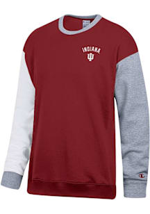 Champion Indiana Hoosiers Mens Crimson Superfan Colorblock Long Sleeve Crew Sweatshirt