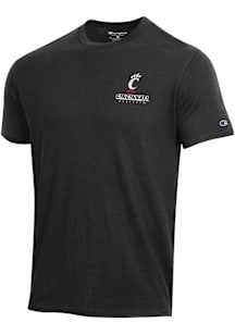 Cincinnati Bearcats Black Champion Stadium Front Back Puff Ink Short Sleeve T Shirt