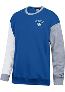 Champion Kentucky Wildcats Mens Blue Superfan Colorblock Long Sleeve Crew Sweatshirt